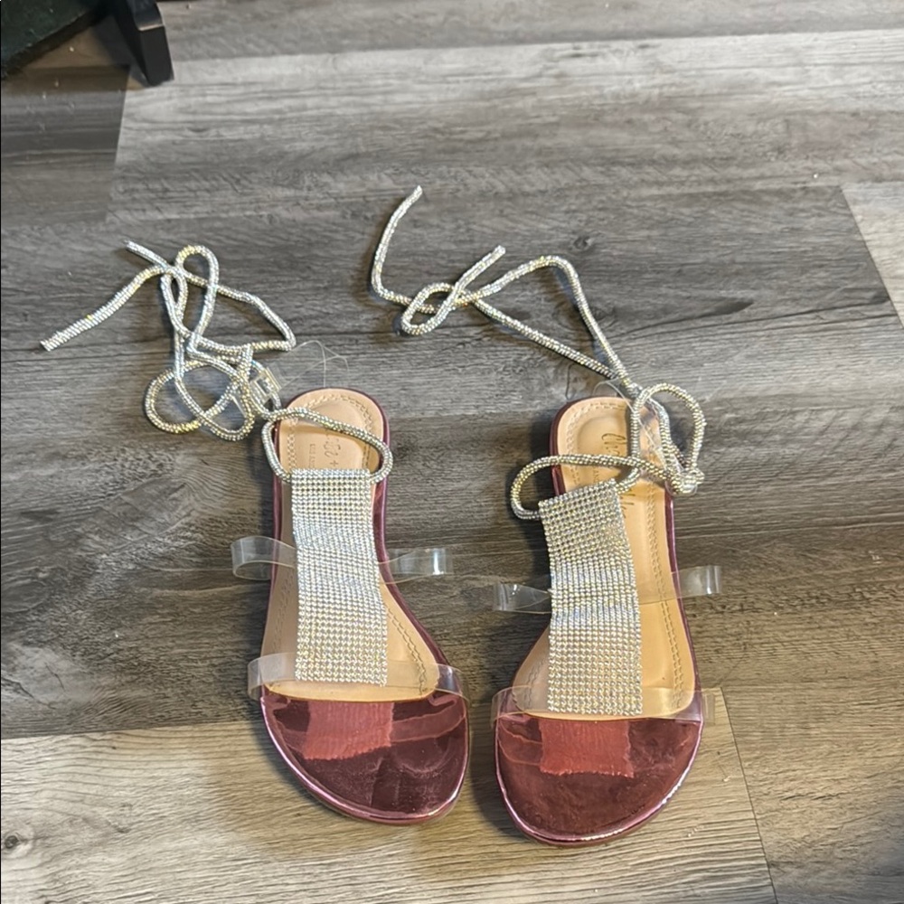 Elegant Rhinestone Lace-Up Sandals